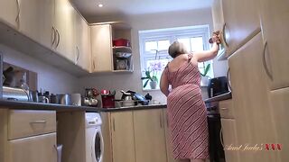 Aunt Judy's - Spying on Mom Star in the Kitchen Gets Your Cock Sucked (POV)